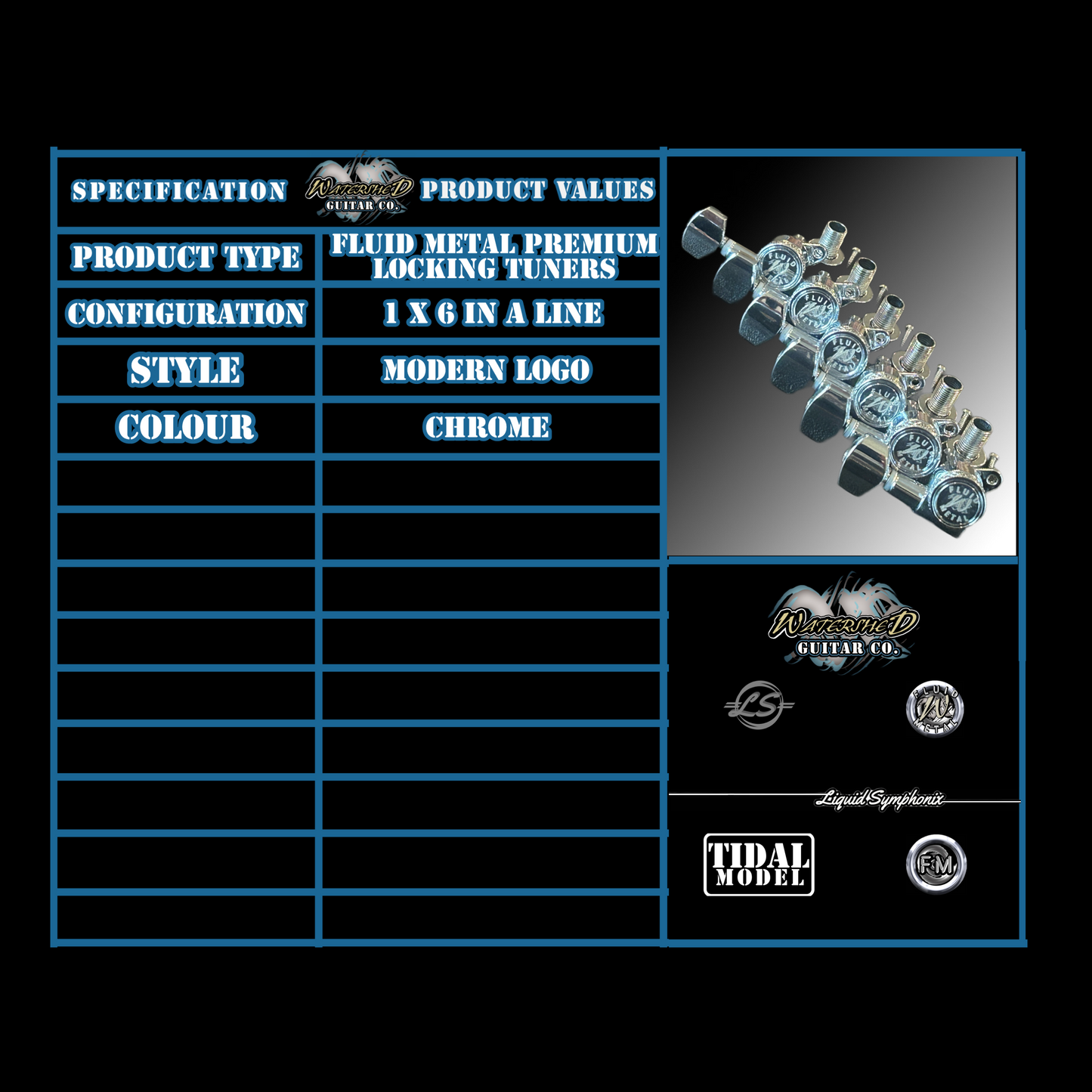 Fluid Metal Modern Locking Tuners (1x6)